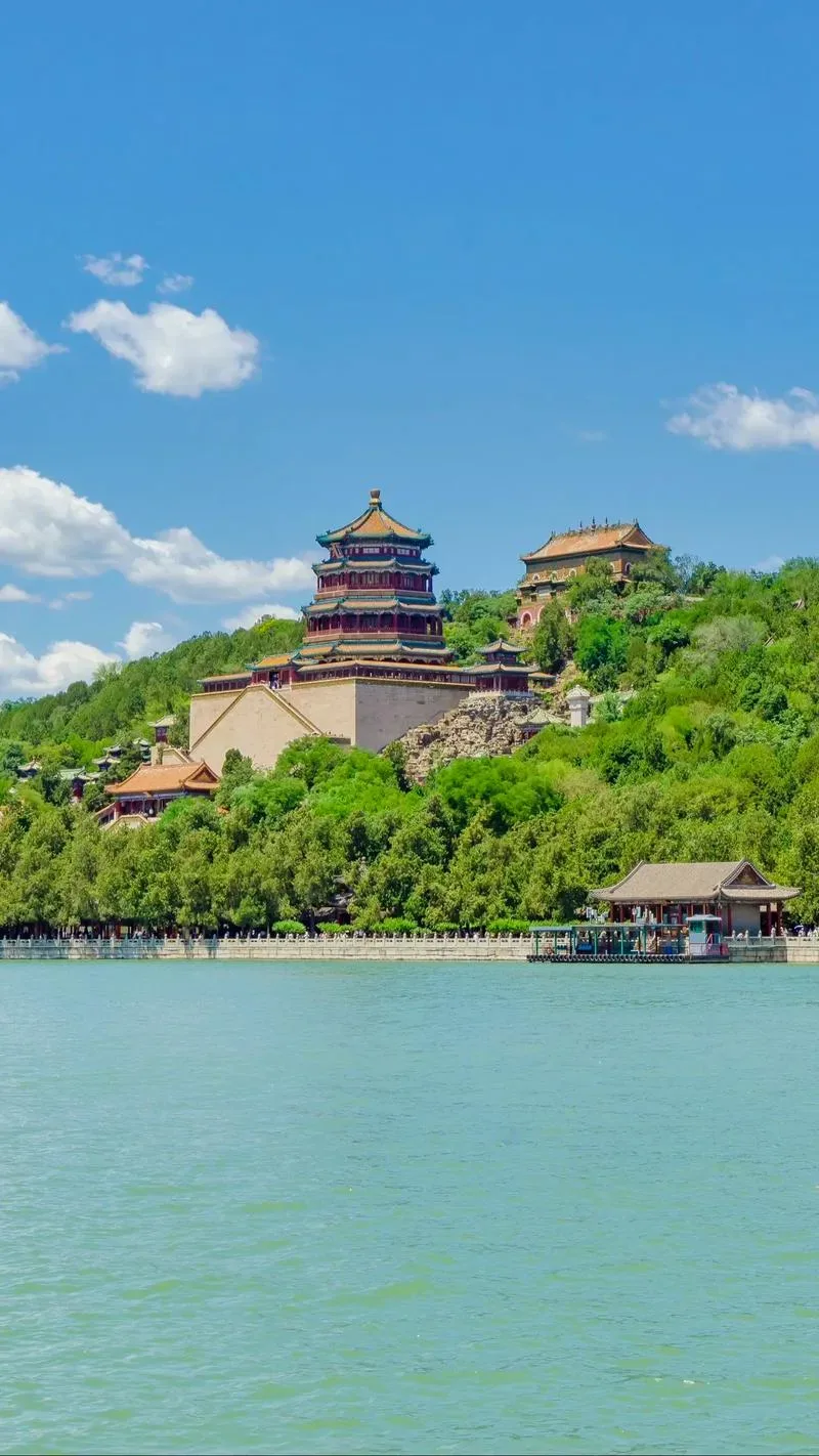 Summer Palace lakeside pavilions in Beijing