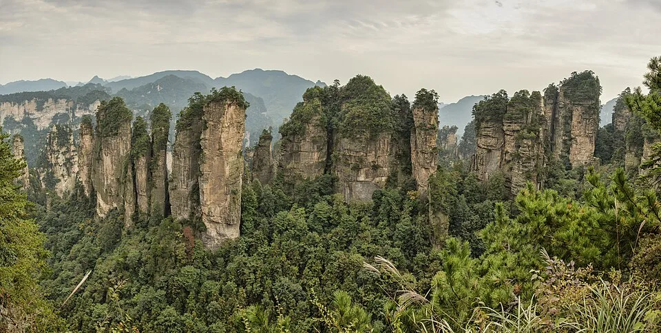 Sandstone pillars in Zhangjiajie Wulingyuan