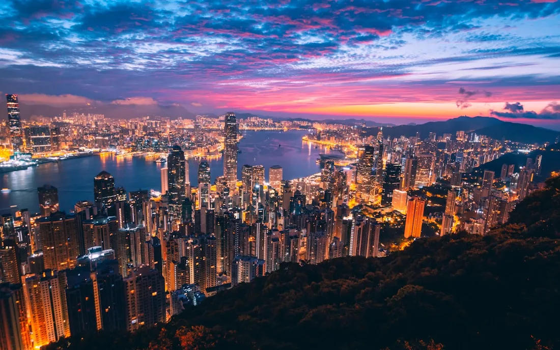 Hong Kong skyline and Victoria Harbour at dusk