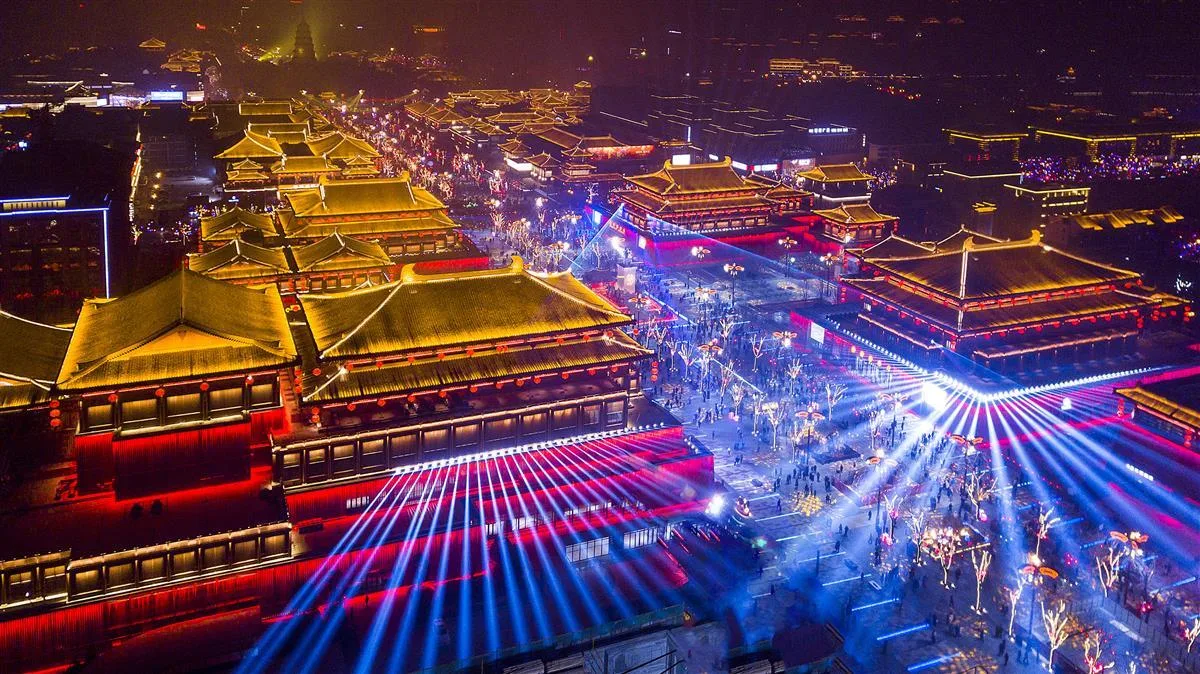 Great Tang All Day Mall and Big Wild Goose Pagoda in Xi'an